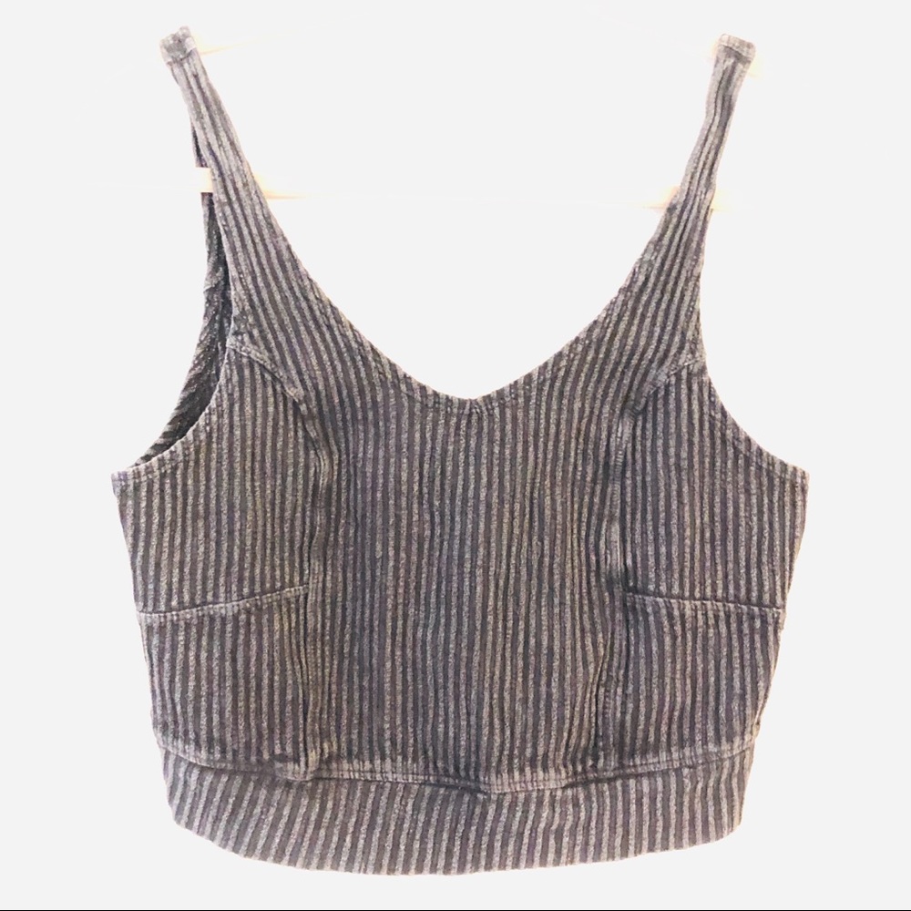 ☁️ BDG Ribbed & Textured Crop Tank Grey ☁️